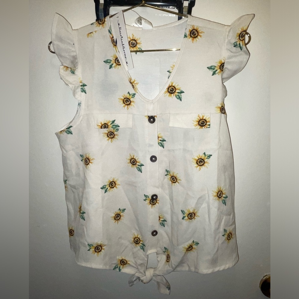 NWT sheer Sunflower top